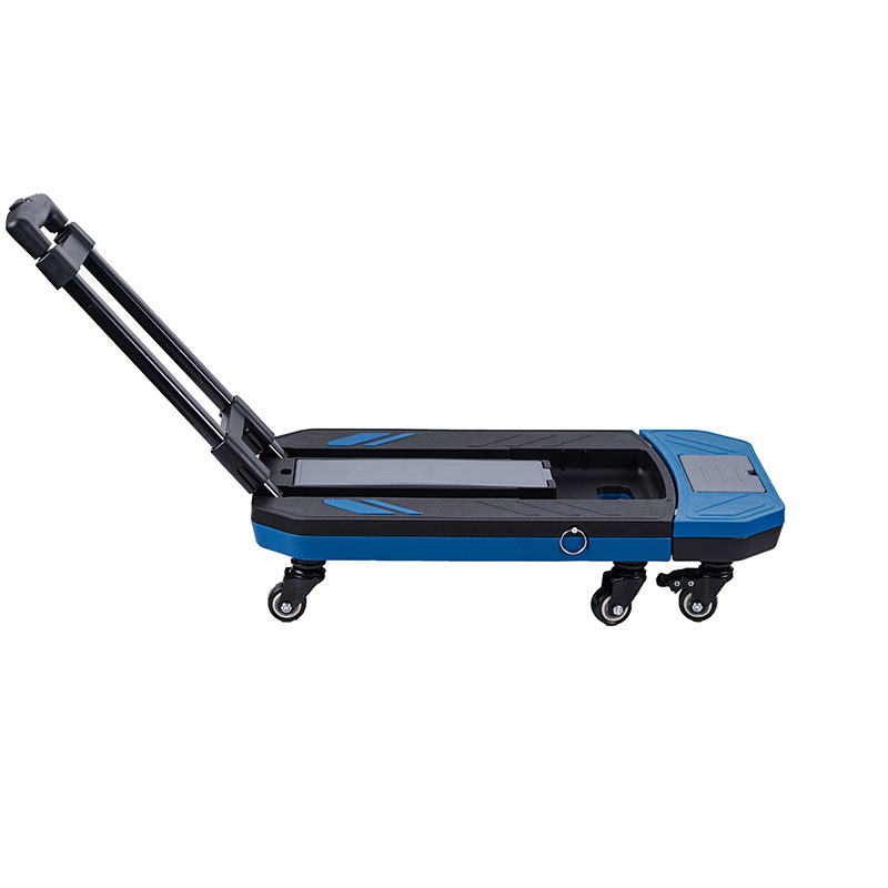 Polea de barra de tracción transfronteriza, carro pequeño plegable, carro plano de plástico con rueda universal, carro de compras para el hogar