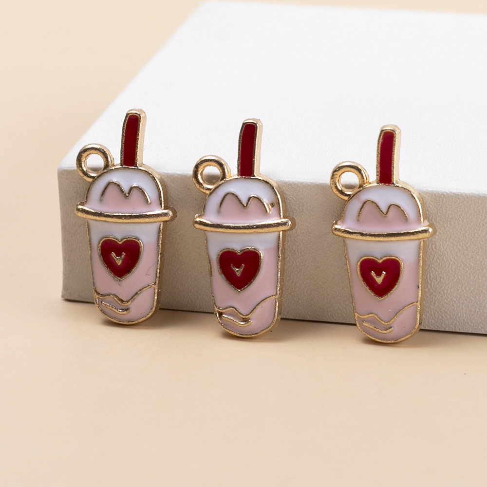 10 Pieces Cartoon Style Cup Heart Shape Alloy Enamel Pendant Jewelry Accessories display picture 8