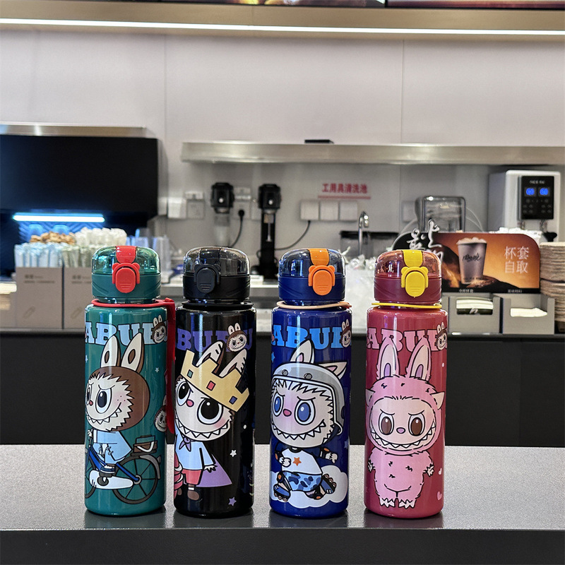 高颜值可爱型拉布布水杯弹跳盖便携车载杯细长款代发水杯|undefined