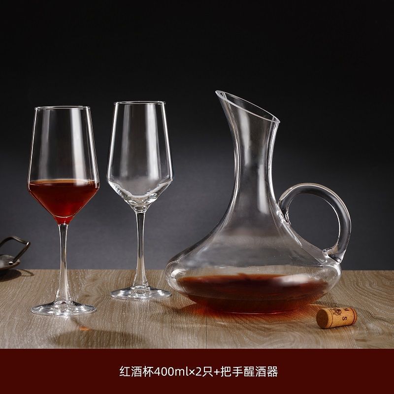 Copa de vino tinto de alto valor de manzana verde Copa de vino de vidrio sin plomo Juego de lujo ligero para el hogar Copa de uva decantador