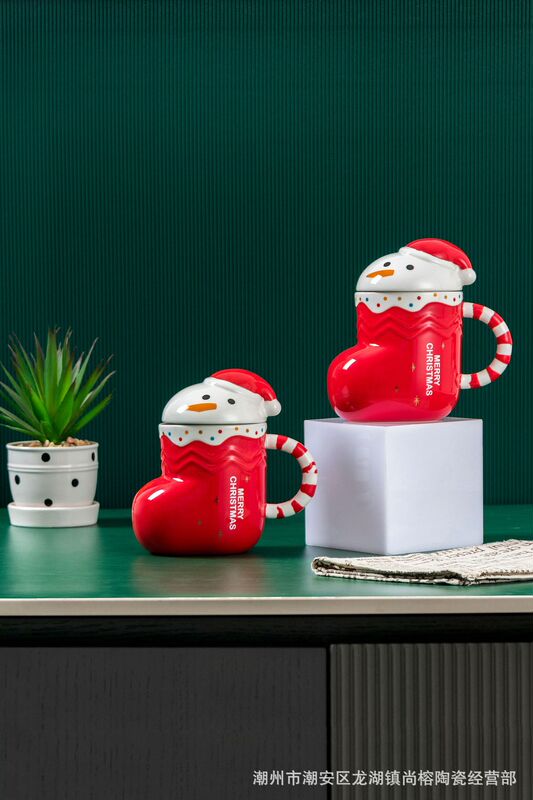 クリスマスカップ創意クリスマス陶磁器カップ雪だるまマグカップ高顔値カップクロスボーダー外国貿易お土産|undefined