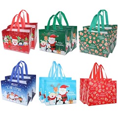 Amazon's best-selling Christmas print cute cartoon Santa Claus and snowman non-woven large tote bag