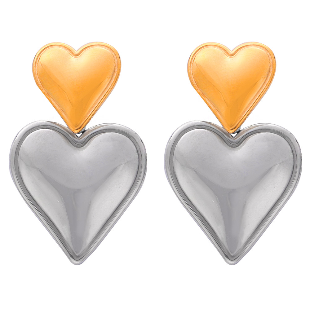 Amor colgante collar melocotón corazón pendientes de titanio acero 18K oro hadas temperamento todo partido clavícula cadena femenina