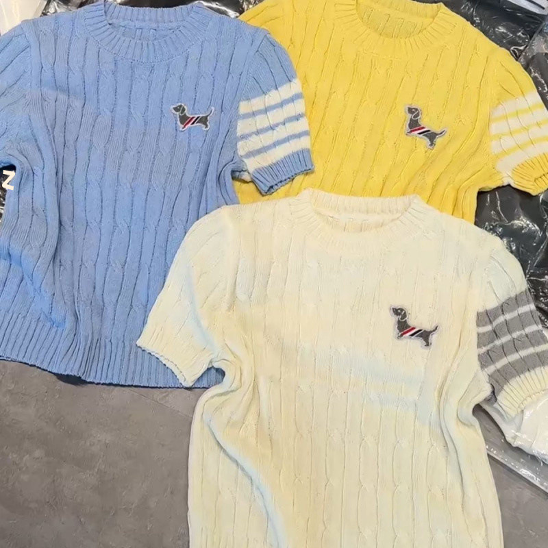 夏デザインニッチ通勤ツイスト半袖セーターレディース子犬刺繍カレッジスタイル万能Tシャツトップ|undefined