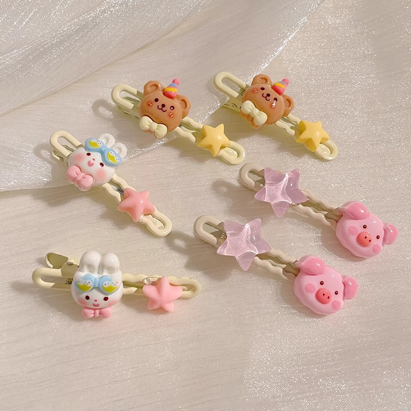 Rosa Linda estrella horquilla lado femenino clip de pelo amor de los niños BB clip de pelo roto horquilla bebé tocado