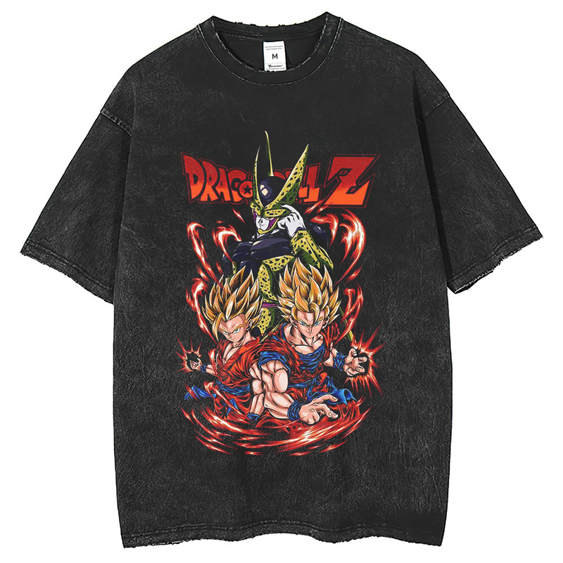 Dragon Ball Animation Direct Printing Figure Short-sleeved T-shirt Men's and Women's Summer Small Collar High Street Tee Dragon Ball Animation Direct Printing Figure Short-sleeved T-shirt Men's and Women's Summer Small Collar High Street Tee