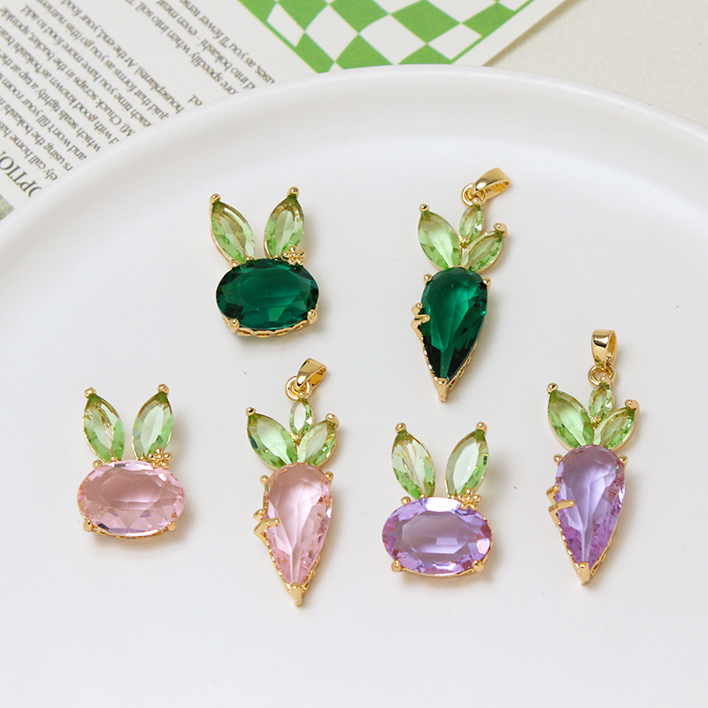 4g Weight Pendant Jewelry Making Type DIY Ornament Accessories Classification 1 Piece Quantity Copper Material Rabbit, Carrot Pattern All Seasons Season Plating Design Cartoon Style Style 1 Piece Copper Rabbit Carrot Pendant 无