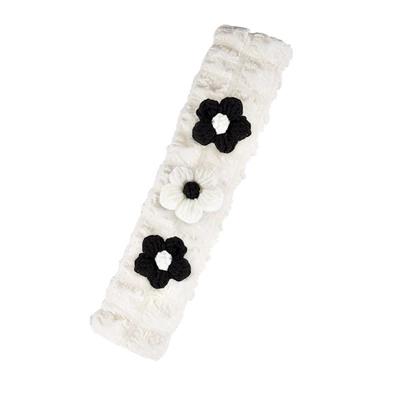 Car Soft Anti-Rein Protective Cover | Seat belt shoulder pad - puff-shoulder-patch-puff-flowers-black-and-white-black