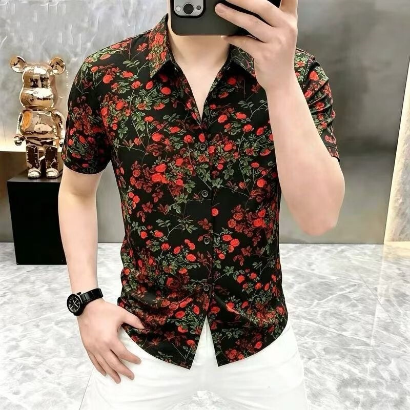 Summer Men's Casual Versatile Long-Sleeved Shirt with Lapel Collar