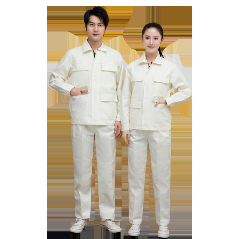 纯棉防阻燃工作服套装定制纯色男加油站焊工车间工装春秋劳保工服|undefined