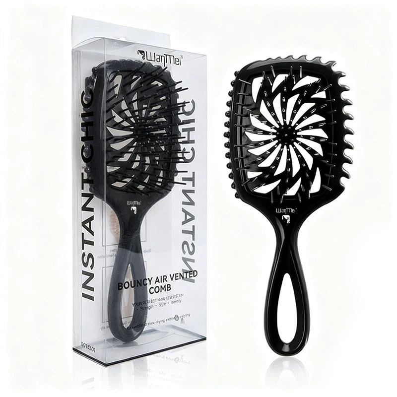 Кухонная/косметическая расческа WANMEI для стайлинга, полая, салонная, пушистая упругая волнистая щетина, многофункциональная паста, выдавливатель наконечник-хвостик, подарок盒