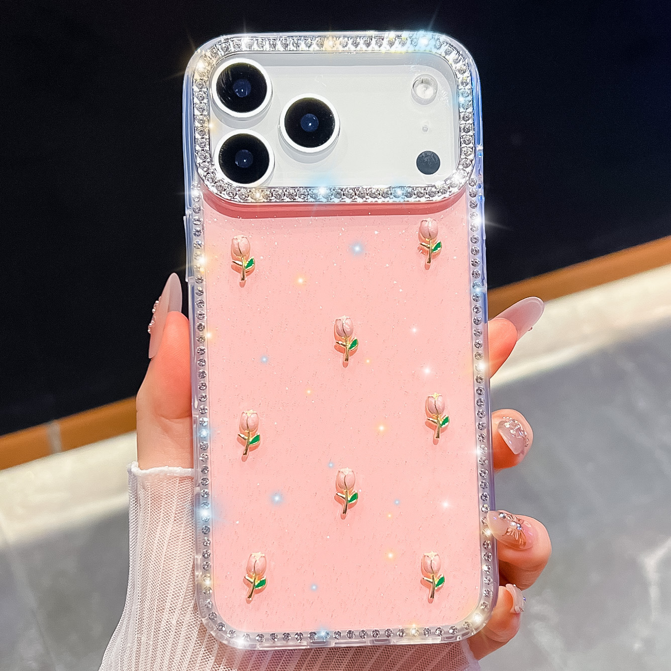 花朵闪钻新款适用苹果17promax手机壳iphone16防摔奢华闪粉保护套 - 11
