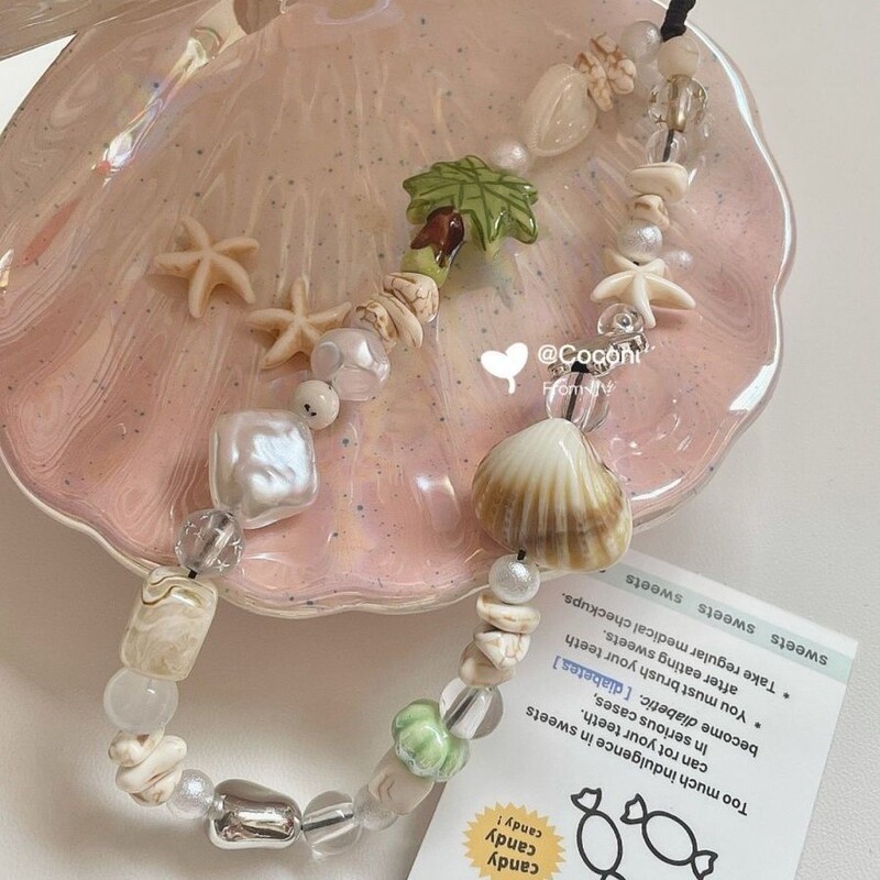 Summer Shell Fresh Phone Charm DIY Beaded Ccd Chain Charm Camera Lanyard Wrist Strap