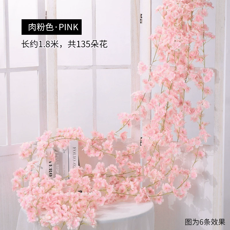Искусственные цветы cherry blossom лоза, 1.8 м пластиковая гирлянда сакура, 135 голов реалистично