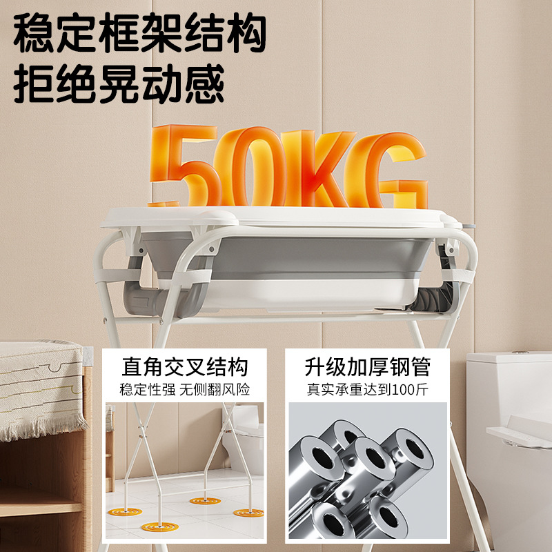 Bañera Infantil con Soporte Plegable de Plástico para Baño de Bebés y Mascotas image 4