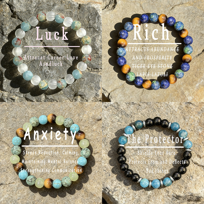 Amazon Cross-Border Best-Selling Bracelet Shoushan Stone Basket Phosphor Green Aventurine Tiger Eye Stone Turquoise Matchinging Set Stacking Style