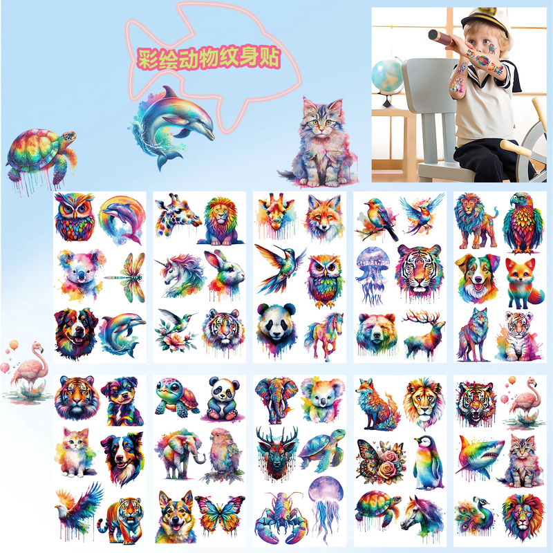 Painted Animal Tattoo Stickers Birthday Party Party Temporary Waterproof Fun Face Arm Tattoo Stickers Kidsren's Stickers Painted Animal Tattoo Stickers Birthday Party Party Temporary Waterproof Fun Face Arm Tattoo Stickers Kidsren's Stickers