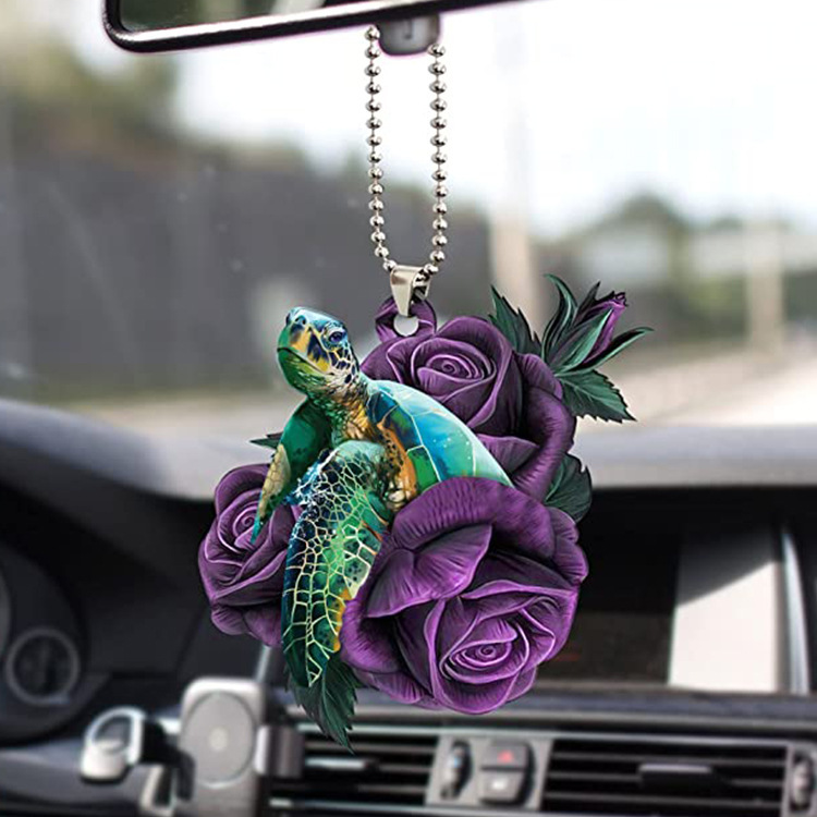 Las últimas ideas transfronterizas, grandes promociones, dibujos animados, tortuga marina, espejo retrovisor de coche, mochila, colgante, decoración artesanal