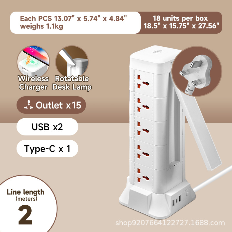 Inglés-2 metros-5 capas/USB/cargador inalámbrico/luz nocturna