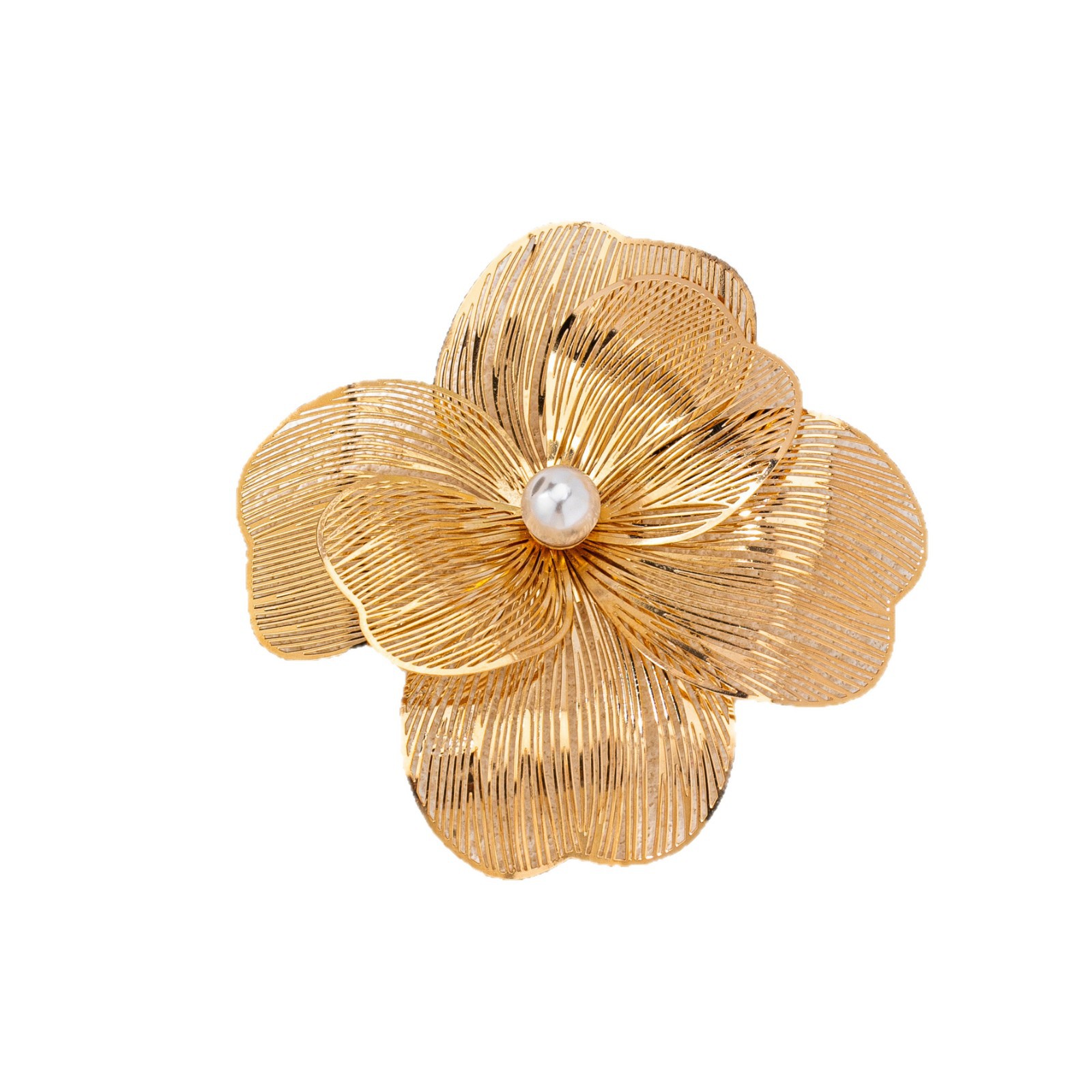 Spilla fiore vintage elegante con perla finta per donna moda_voghion.com