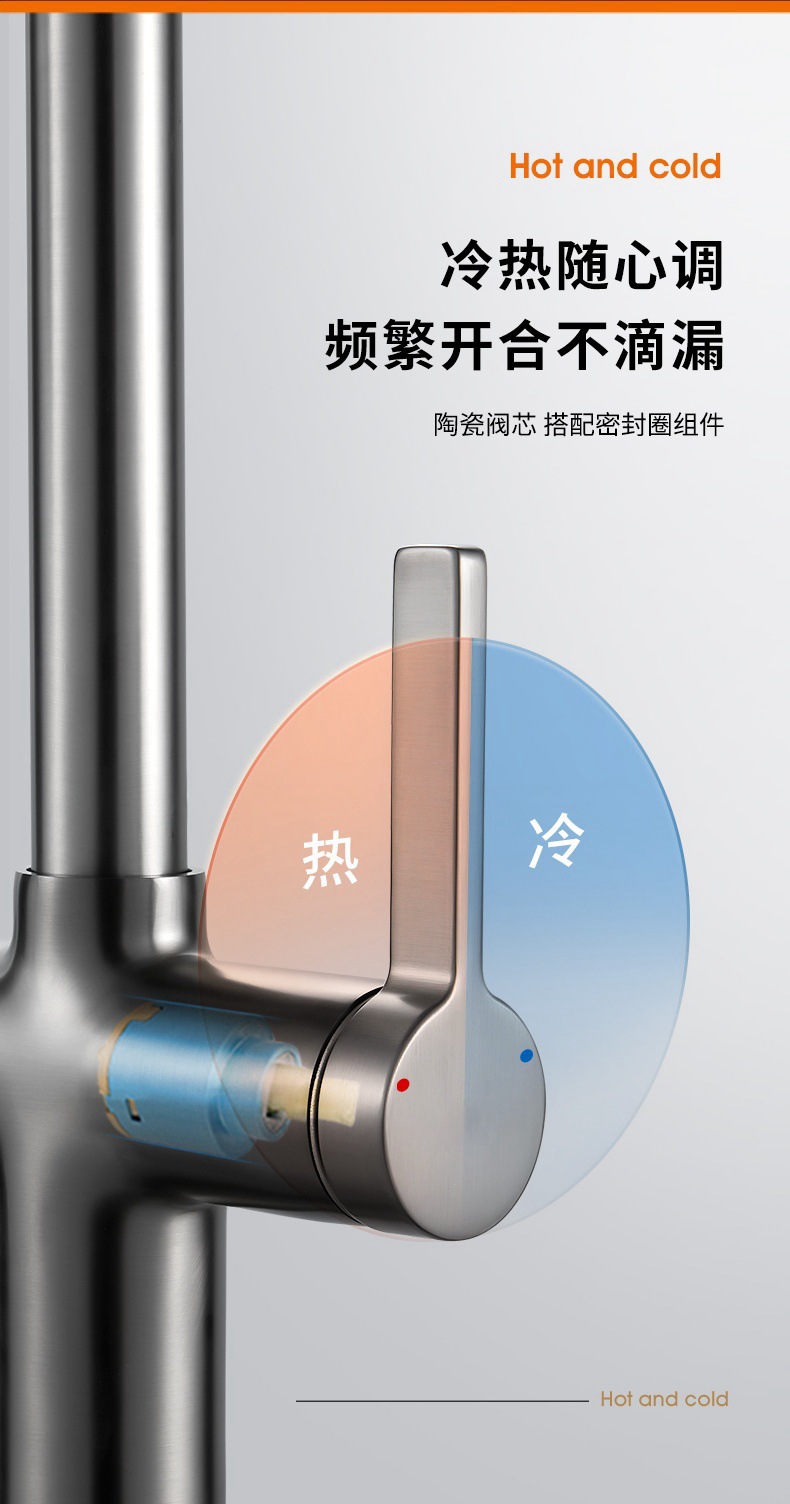 Cross-border Russian-style pull-out sink faucet, rotatable household sink sink, hot and cold mixed faucet undefined