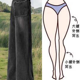 女童牛仔裤春秋款2025新款儿童裤子秋装女孩大童直筒阔腿裤初中生