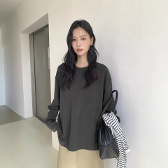广州十三行2025秋韩风棉质青春减龄圆领宽松休闲百搭长袖T恤03131