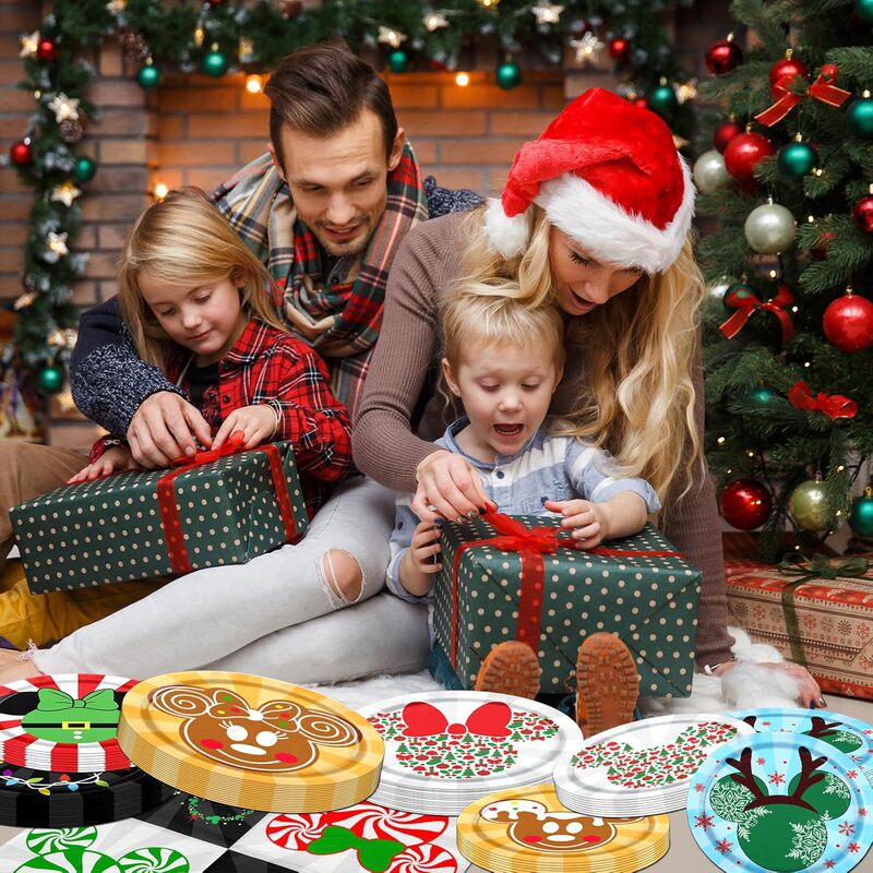 Christmas Tableware Set Elf Gingerbread Theme Christmas Plates and Napkins Winter Christmas Holiday Party Supplies