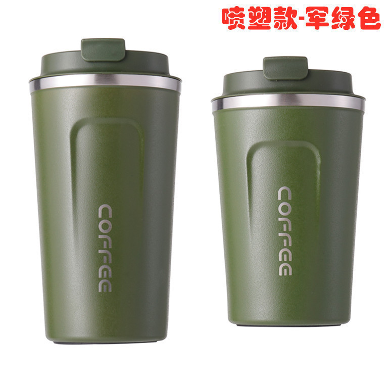 European Style Small Luxury Anti-scratch Spray Plastic Insulation Coffee Cup Portable 304 Stainless Steel Car Flip Beverage Ins Water Cup