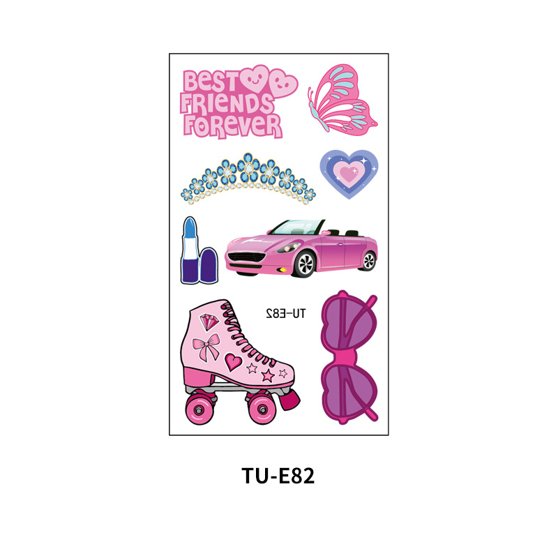 Suministro transfronterizo nueva chica retro tatuaje fiesta de cumpleaños tatuaje pegatinas niños Rosa lindo cara pegatinas temporal