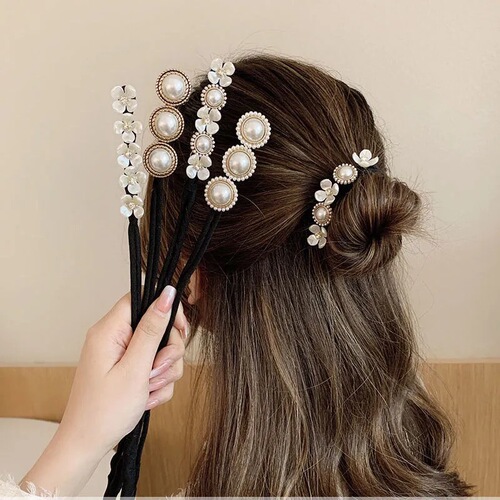 Korean style round bun twisted clip hair pin French pearl shell daisy female hair accessory vintage hairpin wholesale