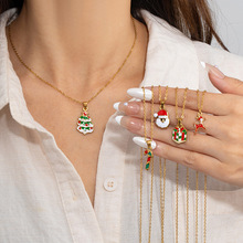 欧美跨境不锈钢圣诞系列星星圣诞树项链轻奢小众高级感锁骨链项饰