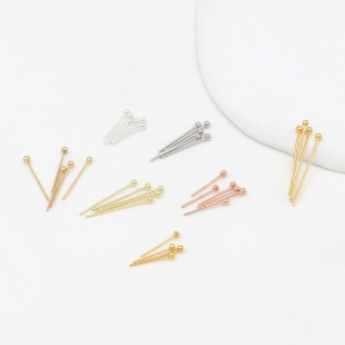 Color retention 18K real gold round head ball pin pure copper pin connection pin pendant pin beaded material diy accessories B25
