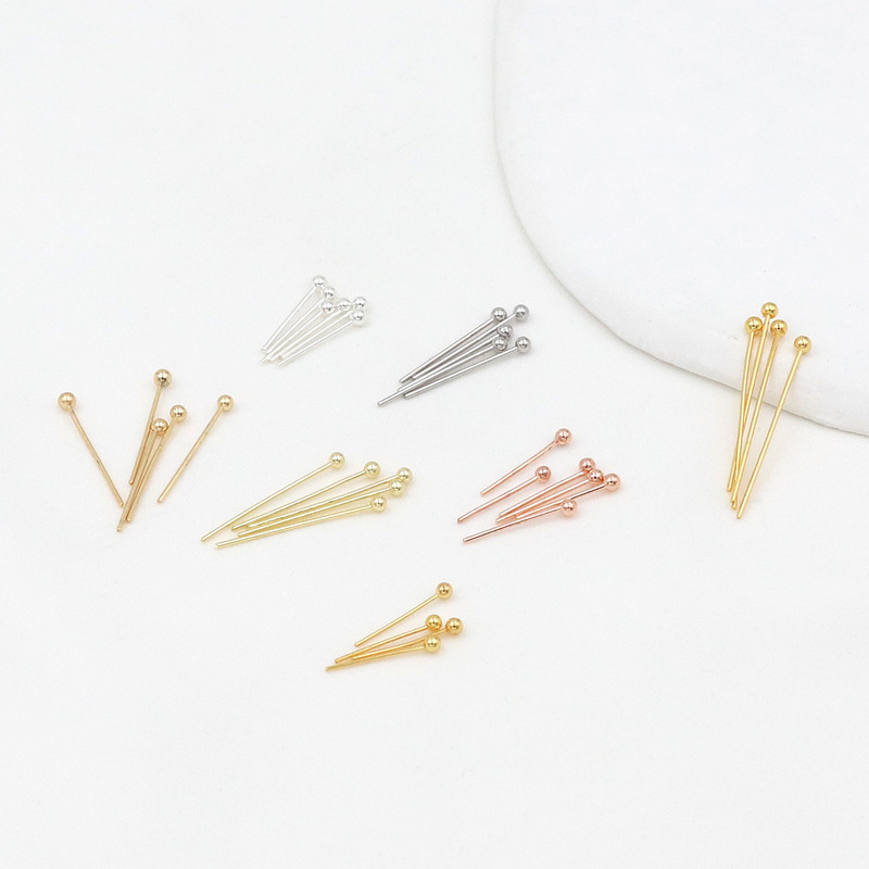 Color retention 18K real gold round head ball pin pure copper pin connection pin pendant pin beaded material diy accessories B25