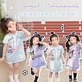 女童套装夏季短袖新款2026儿童卡通韩版洋气裙子休闲小女孩两件套