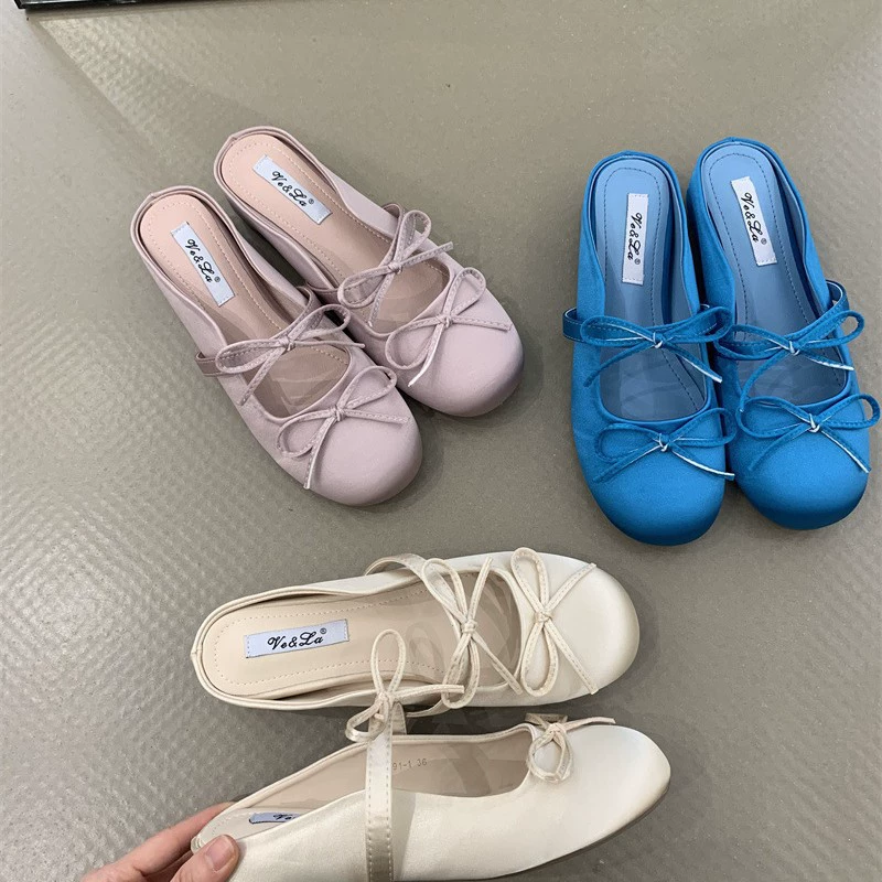 Summer slippers with bow, french style