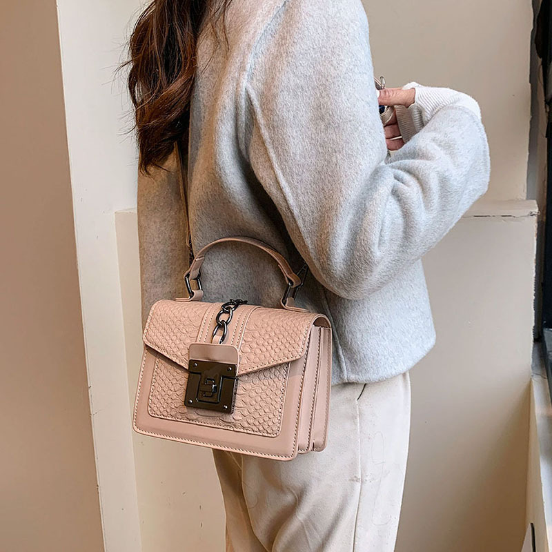 Bolso de hombro con textura de patrón de cocodrilo retro europeo y americano para mujer Bolso de mensajero casual con bloqueo de sentido avanzado