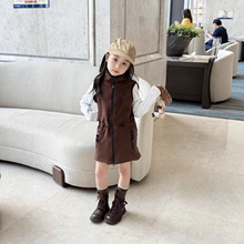 gx3703 预售 包邮 一件代发 童 长款摇粒绒收腰马甲裙+半身裙