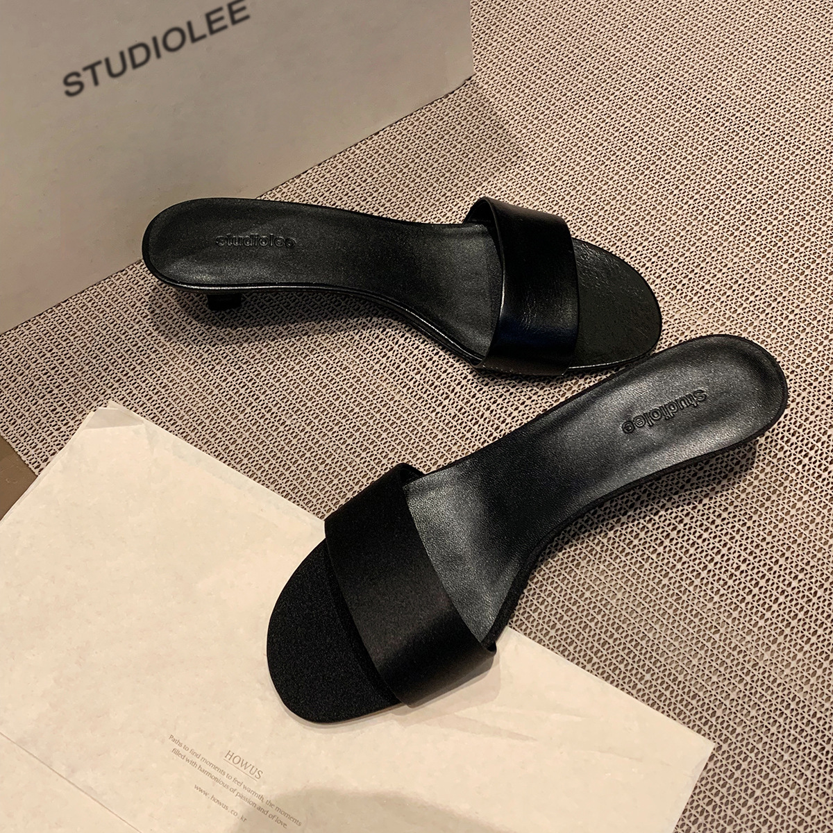 Sheepskin Grape Mom Normcore Style Silk One-Strap High-Heeled Shoes Kitten Heel Slippers Women's Summer Outer Sandals