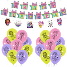 gabby's dollhouse主题生日派对蛋糕装饰套装盖比的娃娃横幅插旗