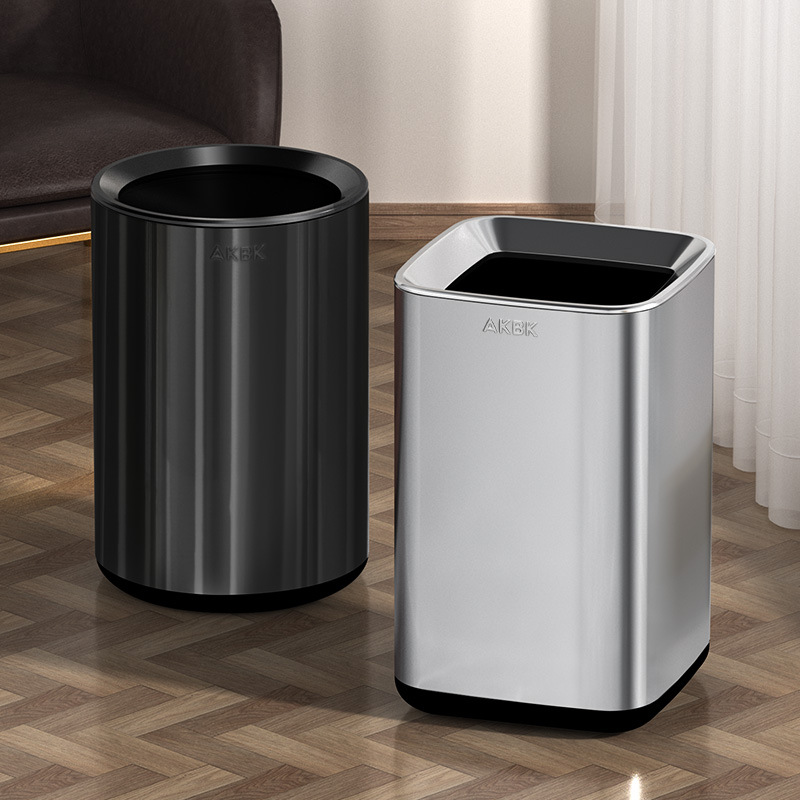 Stainless steel minimalist luxury trash bin for living room, kitchen, hotel, commercial use, bedroom, high-end direct insert trash bin, wholesale