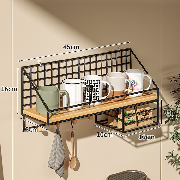 Portavasos montado en la pared taza de agua sin perforación estante para taza de café taza de té en la pared