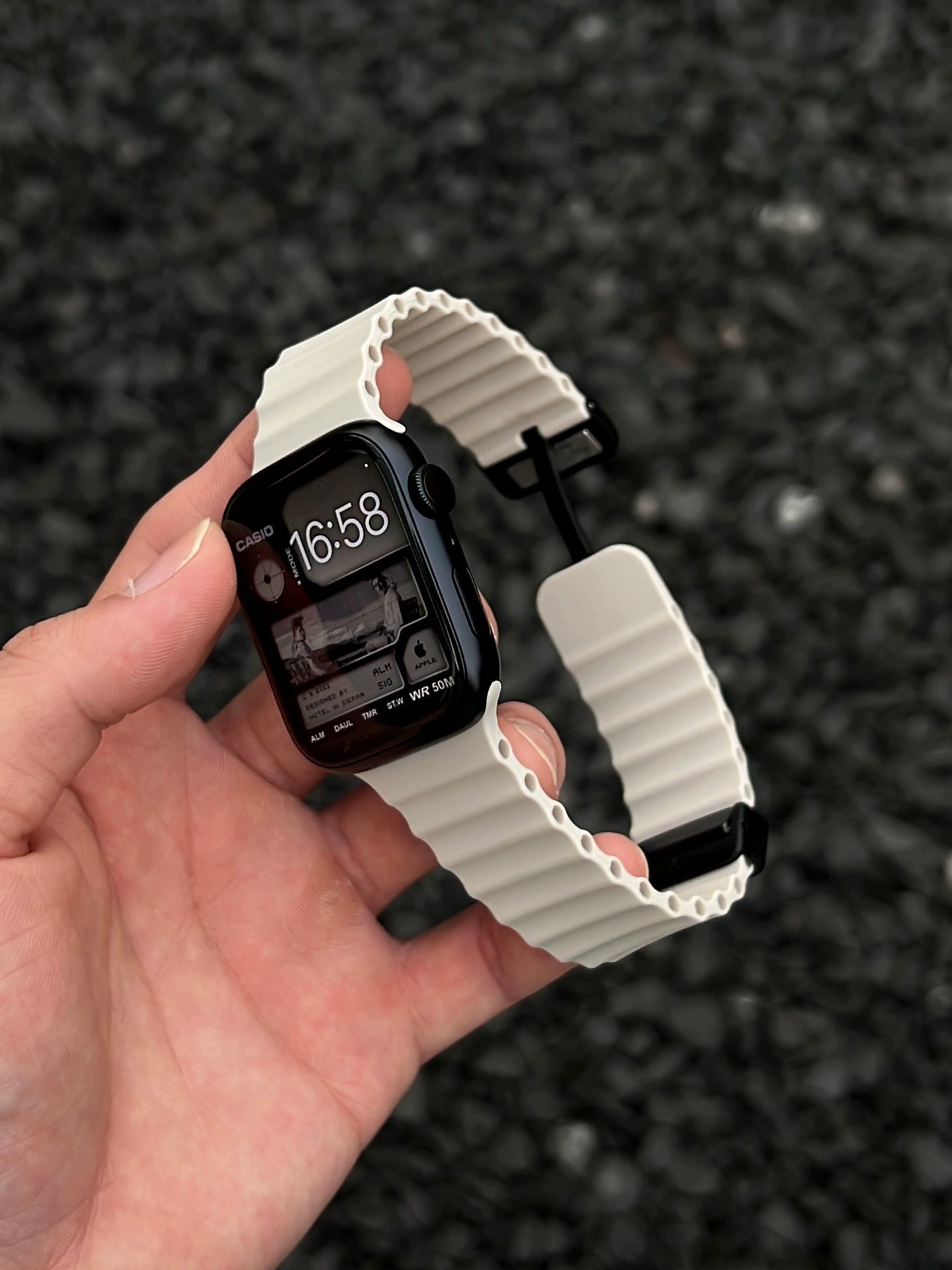 30g Weight Silica Gel Strap Material Watch Strap Classification Silica Gel Material Stripe, Ocean, Apple Pattern Casual, Simple Style Style Casual Simple Style Stripe Ocean Apple Silica Gel Watch Strap 无