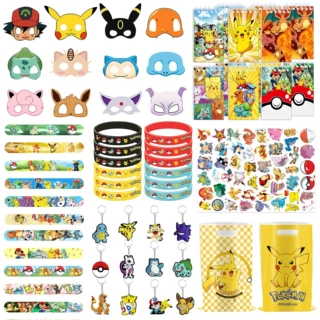 热销梦可宝主题皮卡丘印花礼品袋啪啪圈手环面具线圈本等派对周边