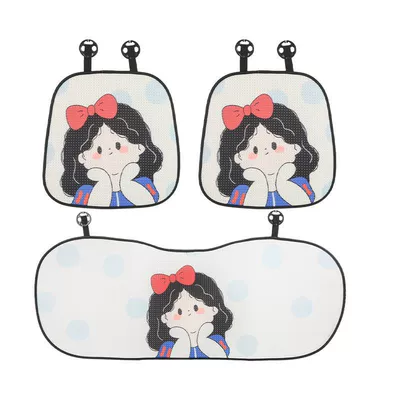 Seat cushion, seat cover | Summer Seat Covers - ice-silk-cheek-rest-black-hair-princess-3-piece-set