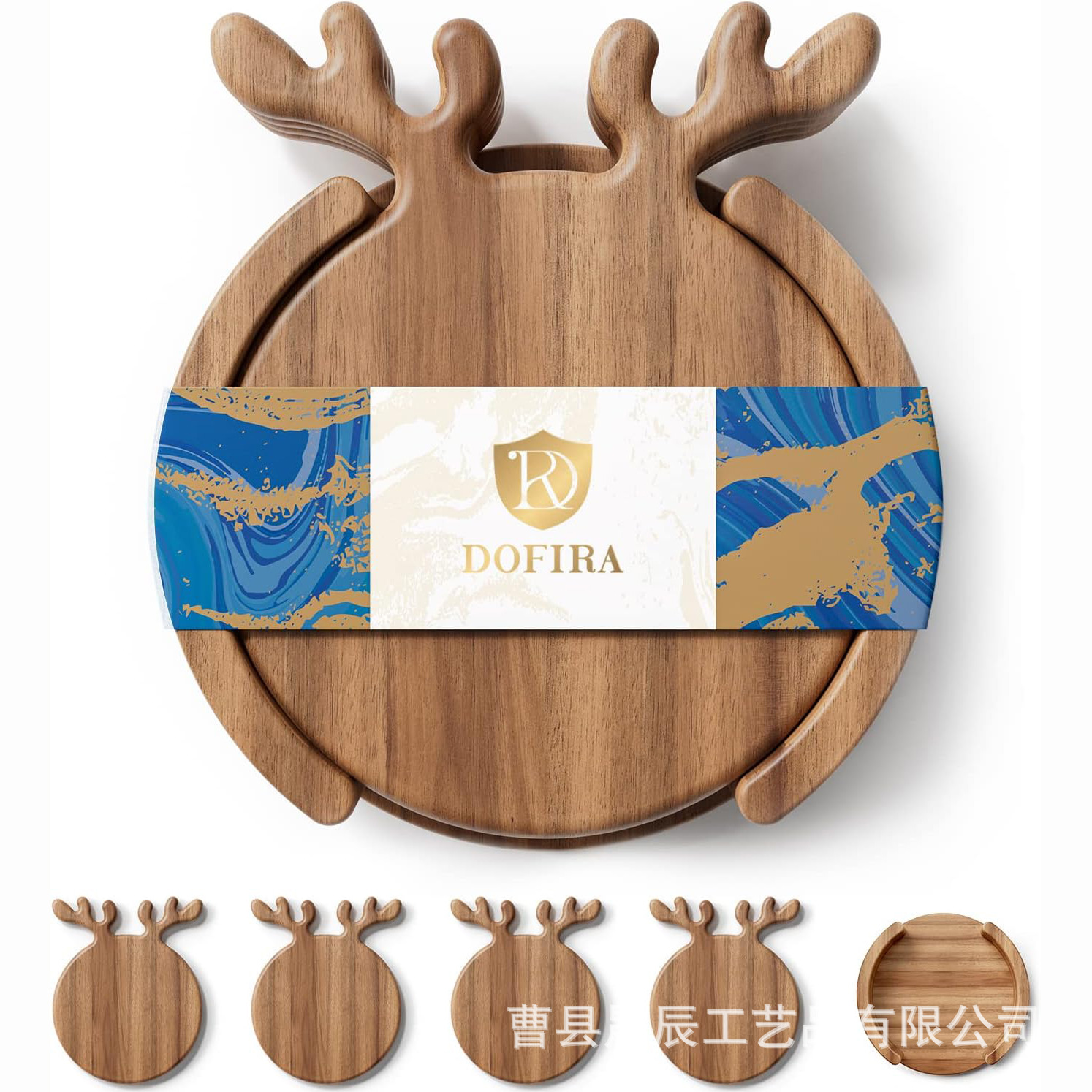 Transfronteriza nueva Navidad Antler Coaster cafetería bebidas postre mantel de escritorio de madera maciza tazón plato de aislamiento estera Montaña Rusa