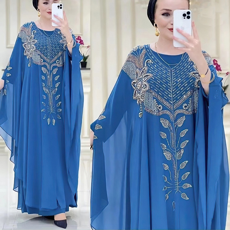 Robe en mousseline de soie pour femmes, industrie lourde, diamant chaud, vêtements pour femmes musulmanes du moyen-orient, source fabricant 8623_voghion.com