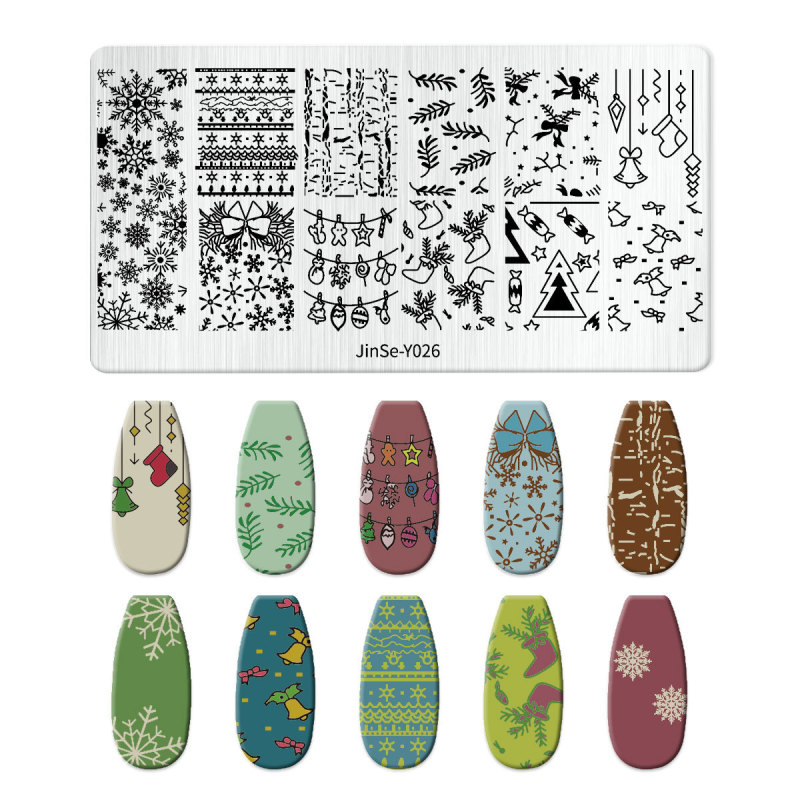 美甲印花钢板爆款雪花圣诞 NailSteelPlate转印指甲模板工具批发|undefined