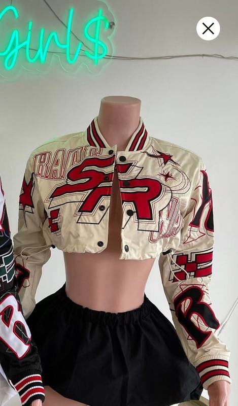 1295CroppedBaseballJacket绣花短款长袖单排扣棒球服秋季新款|undefined