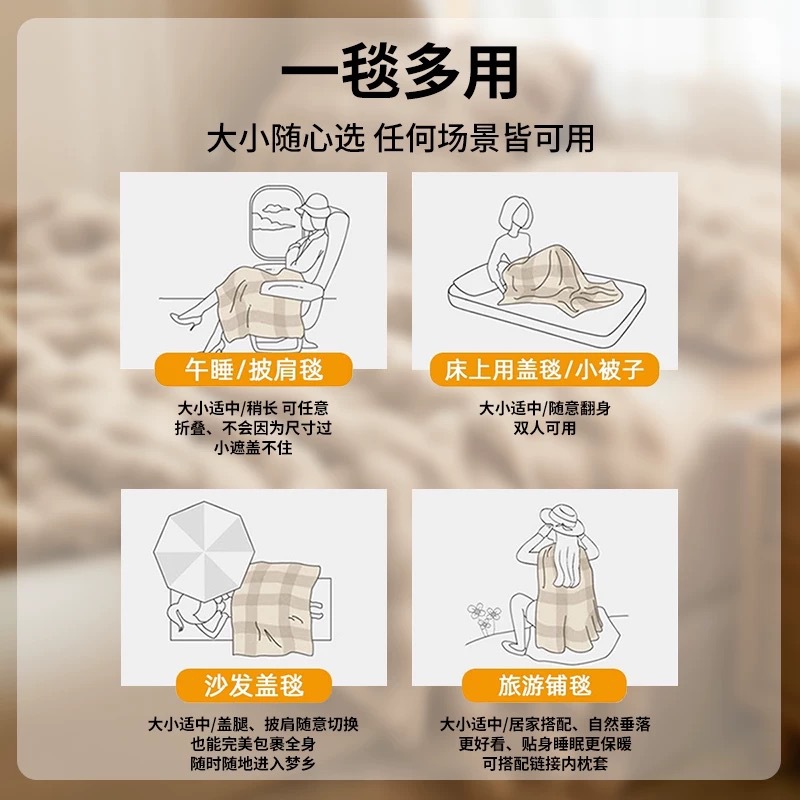 2026 nuevo gramo de doble capa imitación mantas de invierno grueso mantas de siesta caliente de oficina mantas de cubierta doméstica